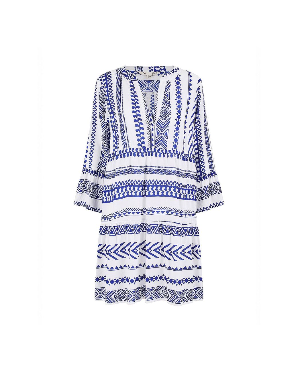 Yumi' Blue Geo Stripe Print Beach Tunic