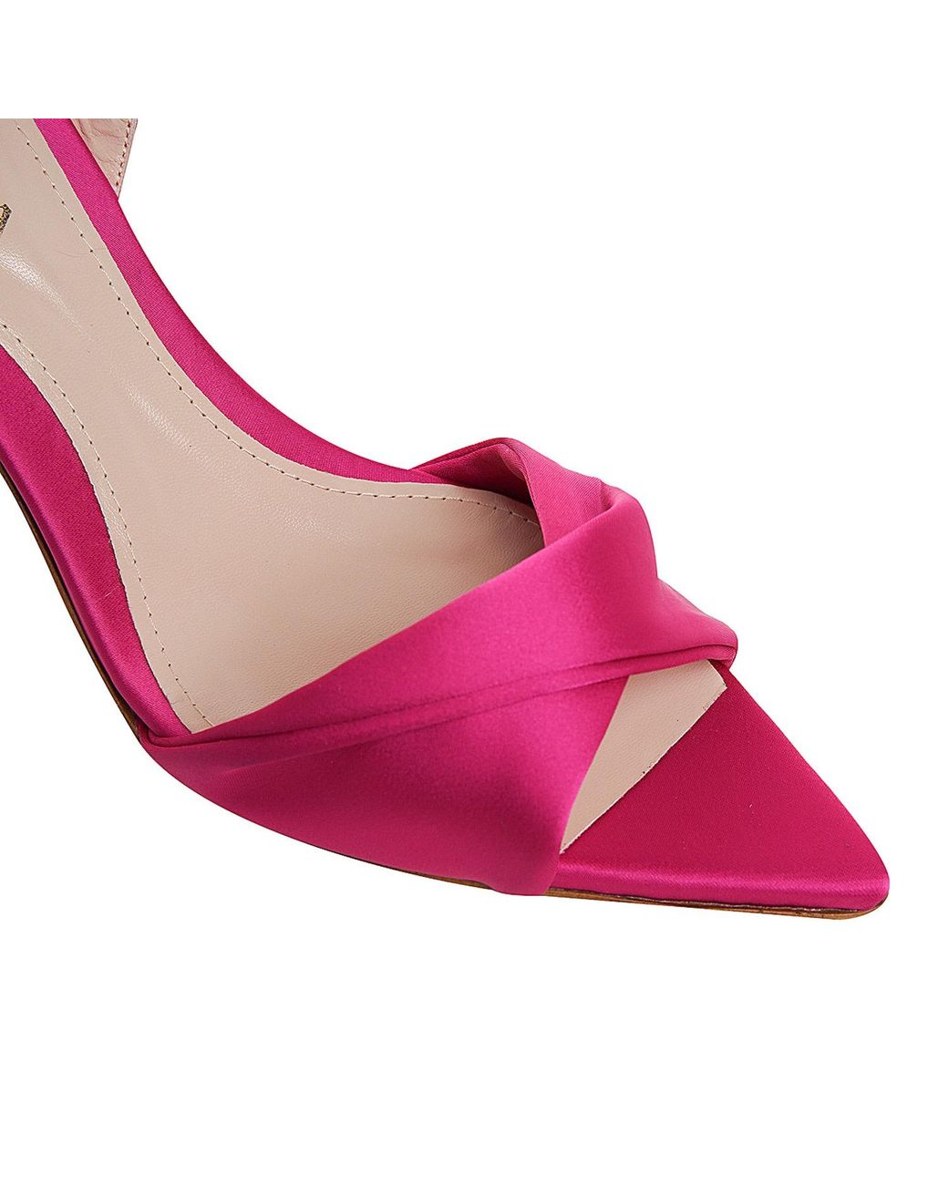 Ginissima Pink Chloe Fuchsia Satin Sandals Low Heel