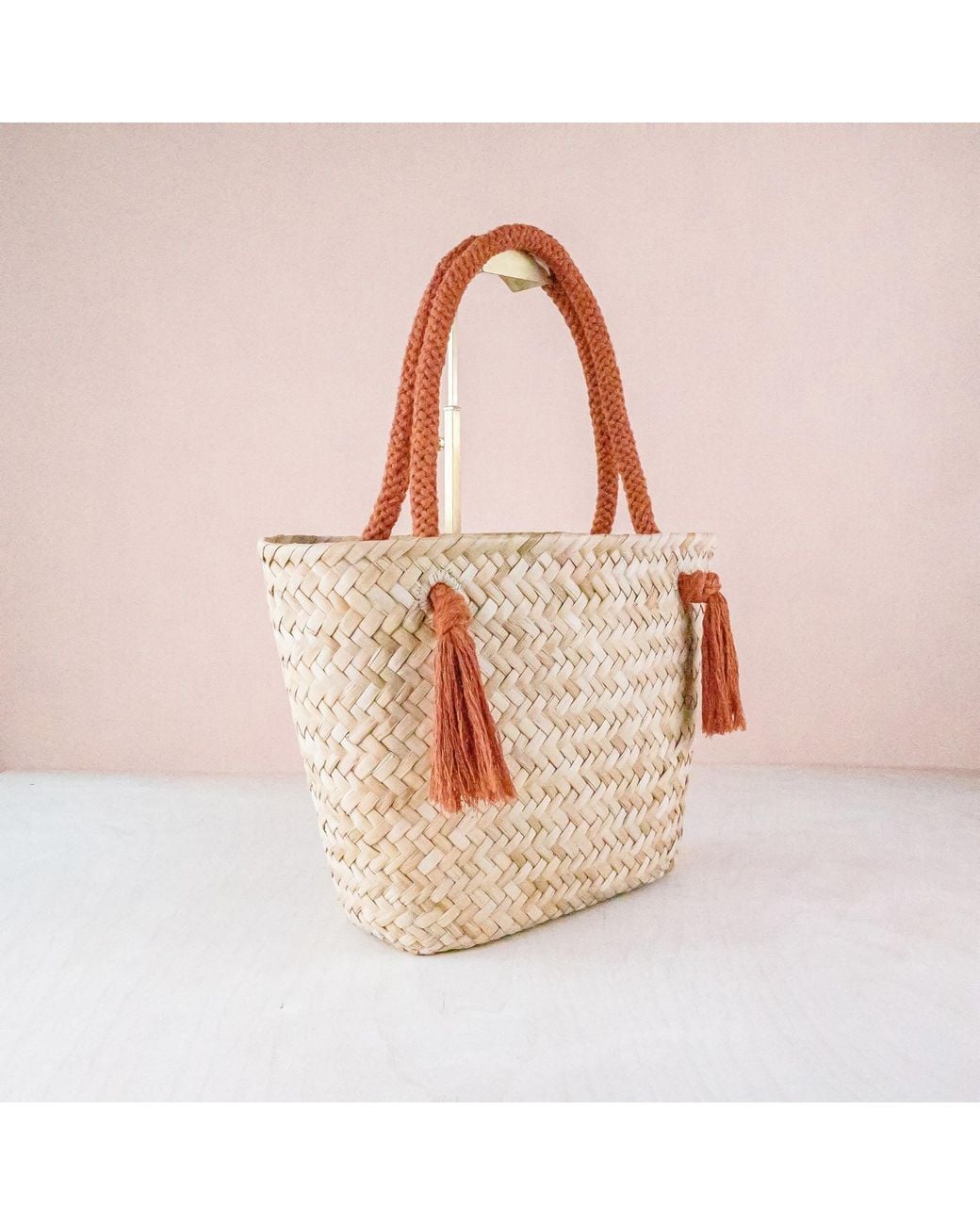 LIKHÂ Brown Rust Large Classic Tote Bag With Braided Handles