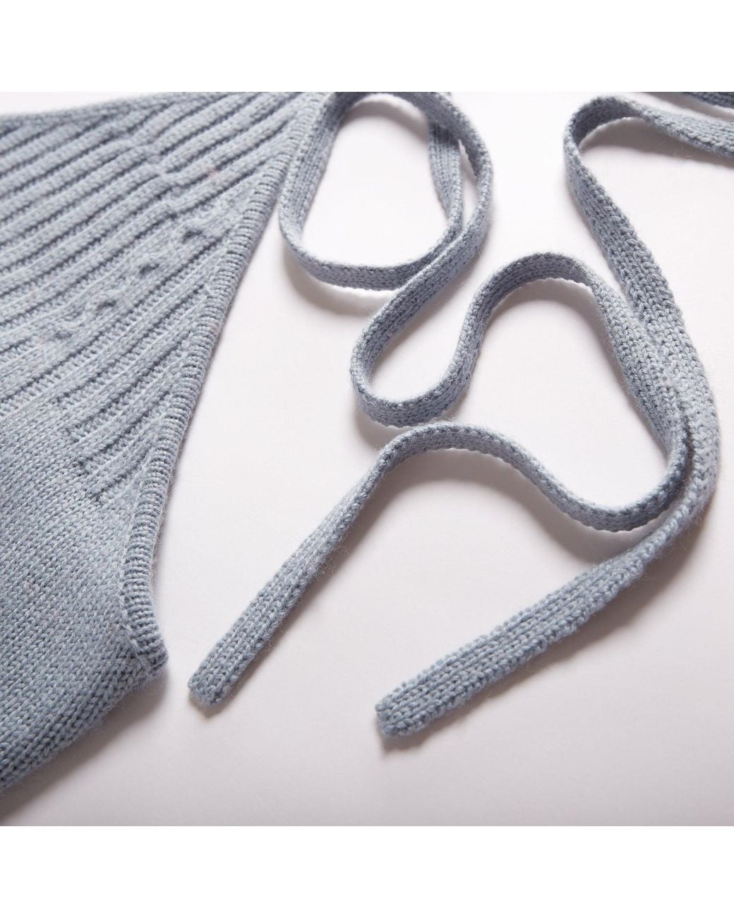 Fully Fashioning Blue Freya Cable Wool Knit Halter Top