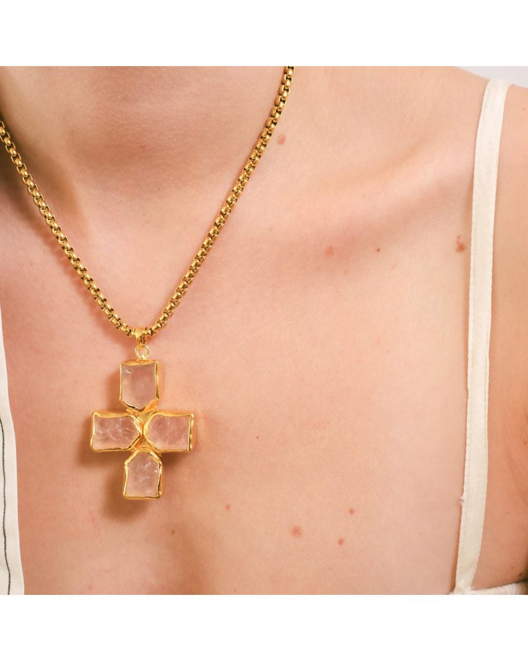 Isolated Jewellery Metallic Quartz Cross
