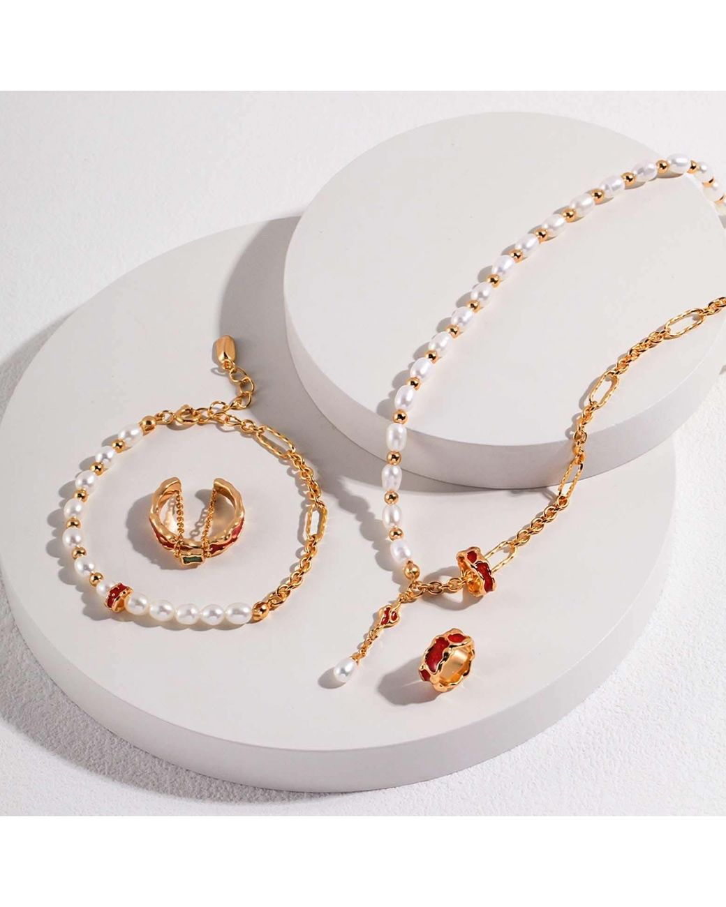 Angel Barocco Metallic Drip Glaze Bead & Pearl Bracelet