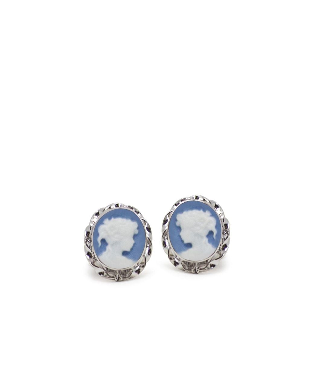 Vintouch Italy Blue Sterling Sky Mini Cameo Stud Earrings