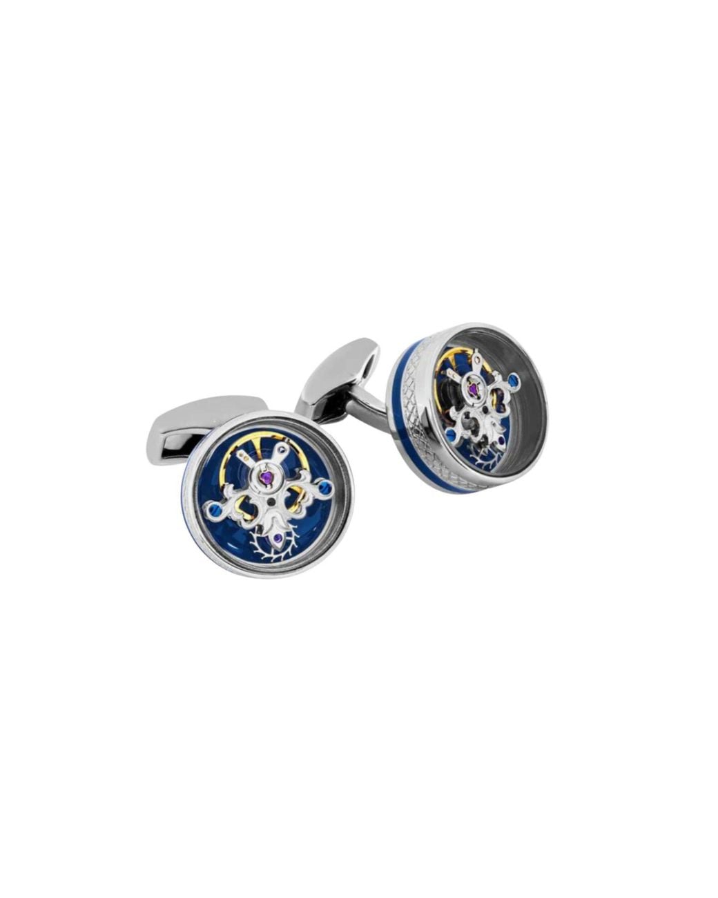 Tateossian Blue Skull Tourbillon Cufflinks for men