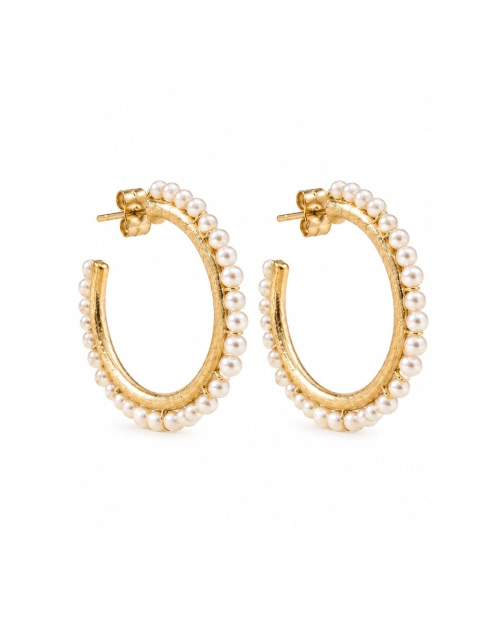 Lalinde Metallic Neutrals Pearl Halo Hoops