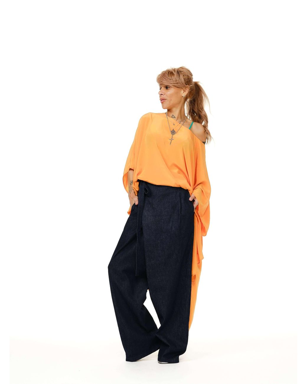 Clothes by Locker Room Blue Wrap-Front Wide-Leg Jeans