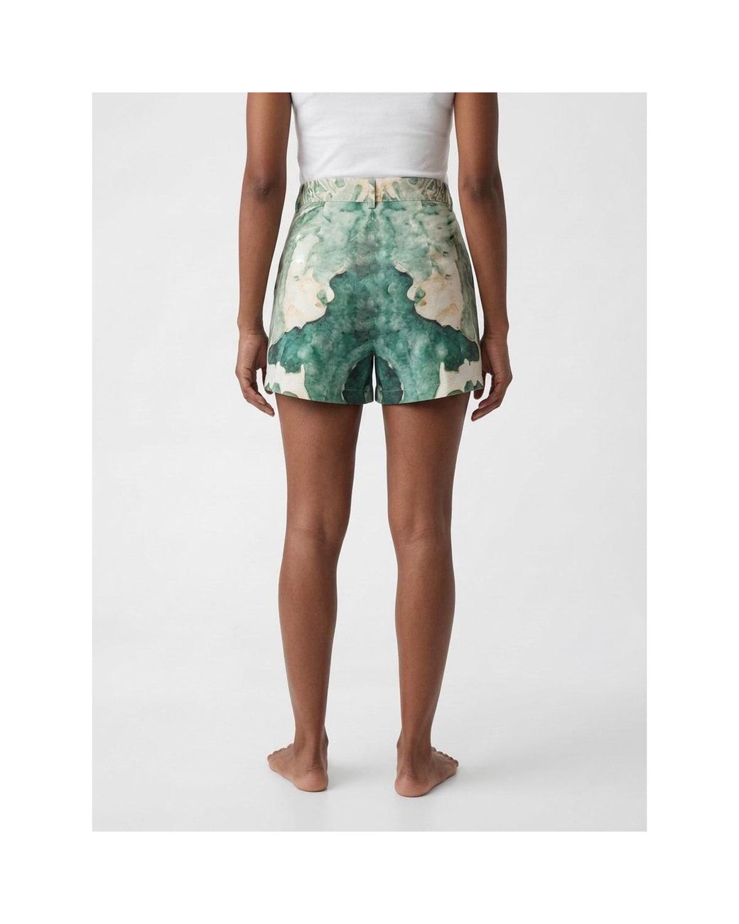 Women & Women Green Neutrals Elysian Print Shorts With Button Detail