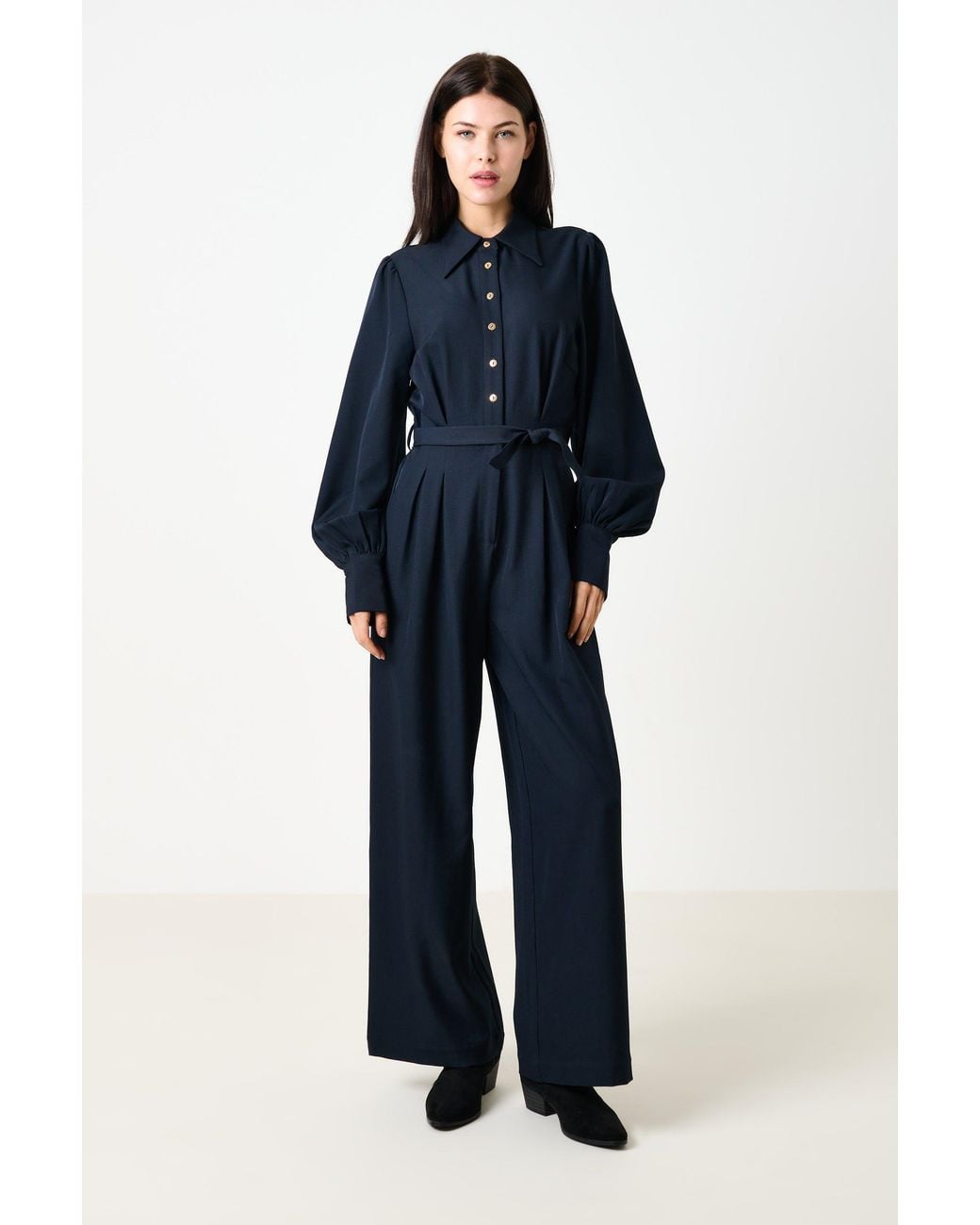 Louche Blue Yves Long Sleeve Jumpsuit