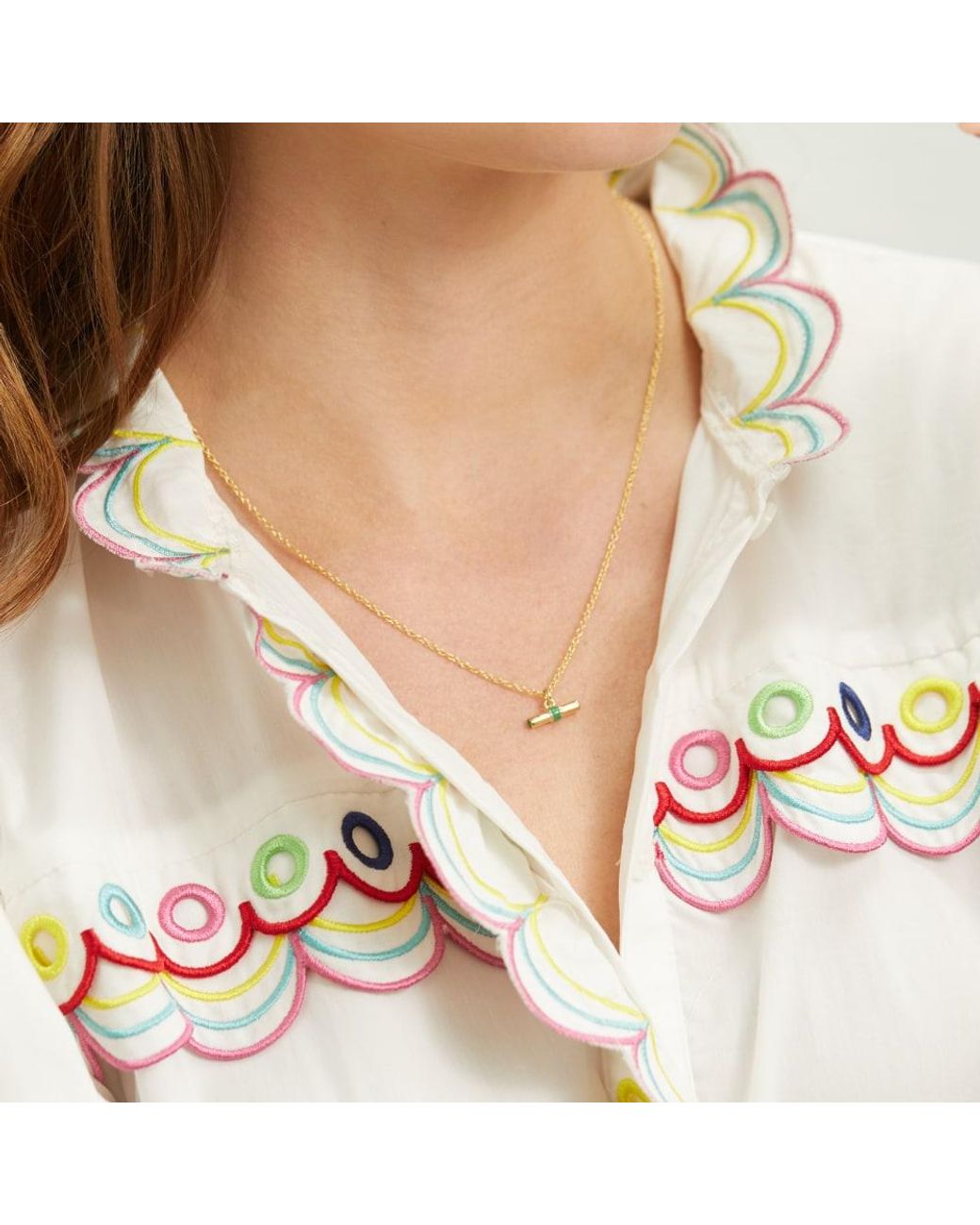 Auree Jewellery Metallic Havana & Apple Enamel T-Bar Necklace
