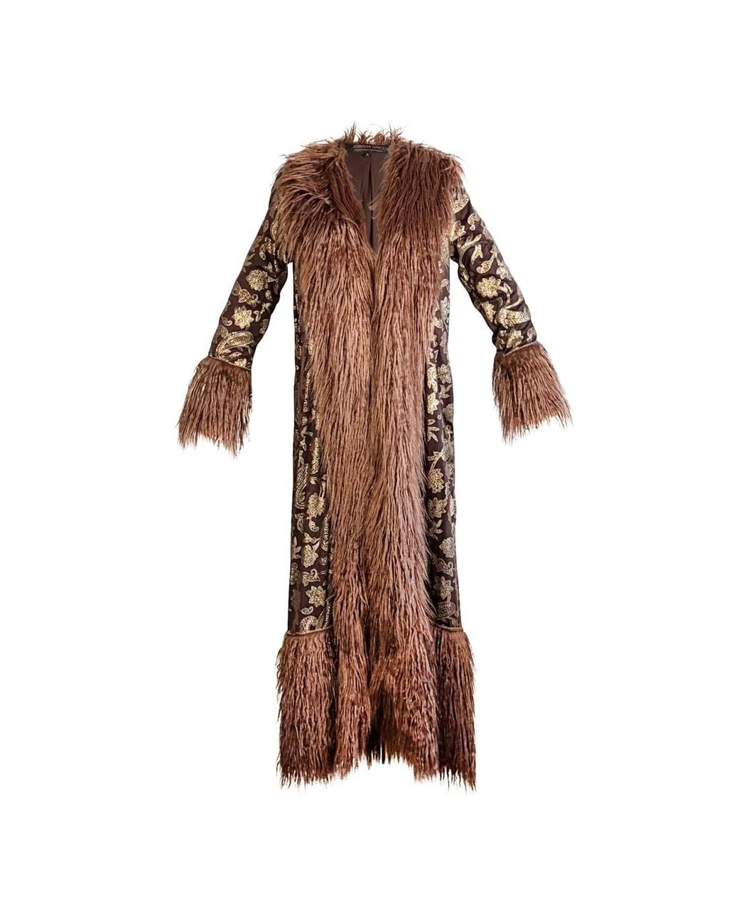 Jennafer Grace Brown Penny Deluxe Filigree Morena Faux Fur Trim Coat