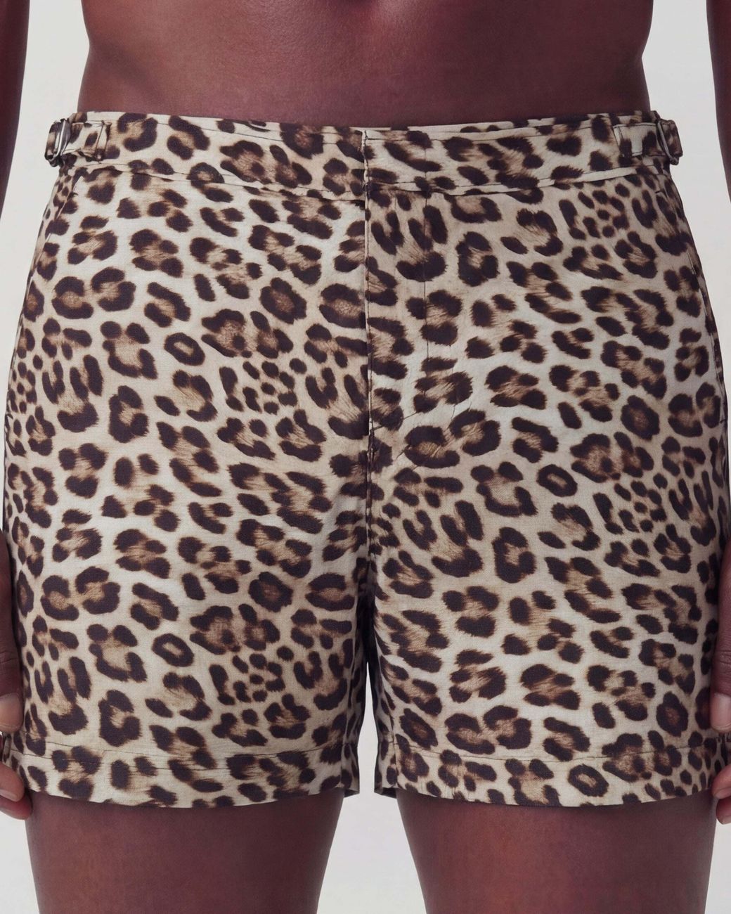 Lords of Harlech Black Pool Leopard Tailored Swim Short for men