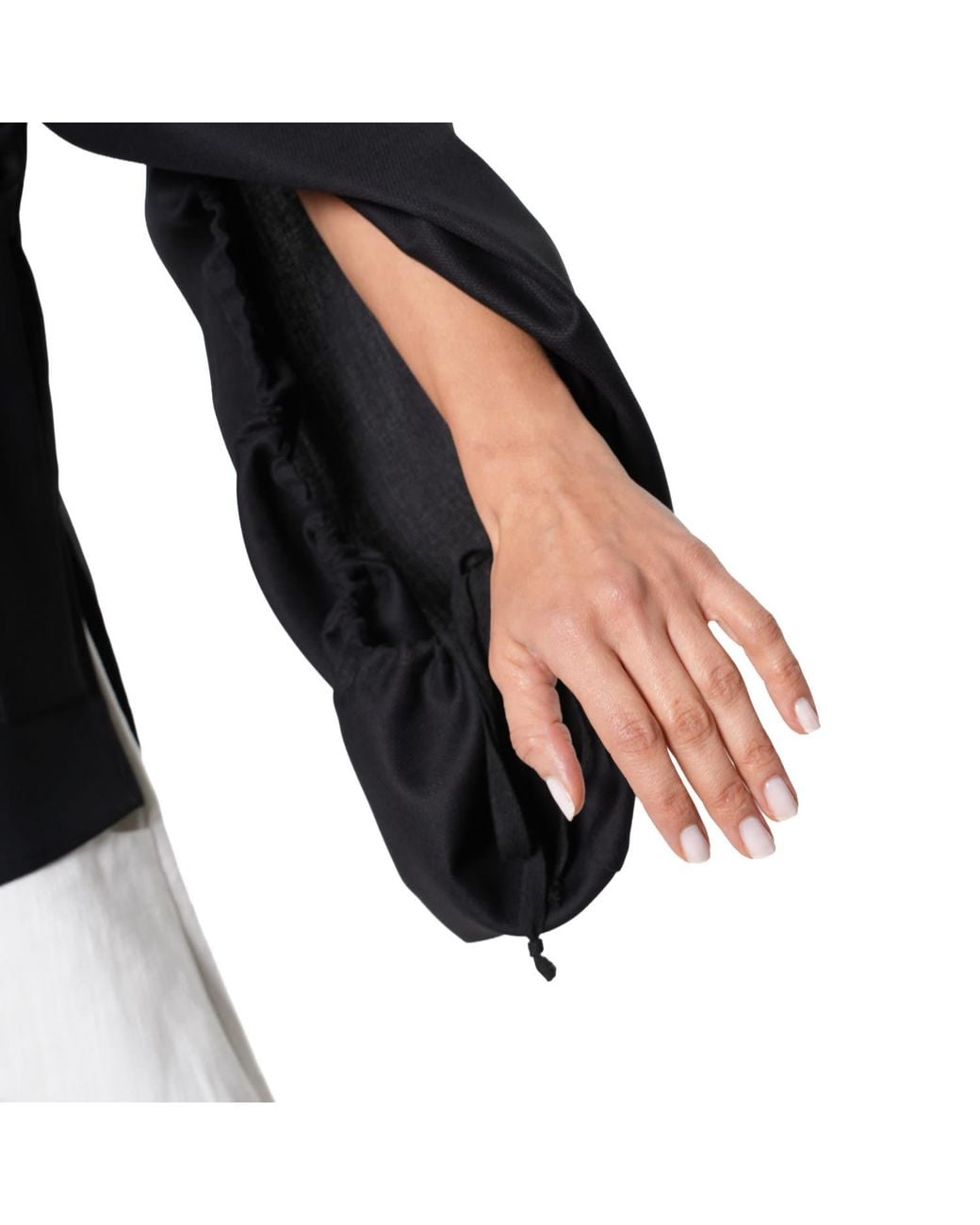 Metamorph Black Wool Wrap Blouse With Statement Sleeves