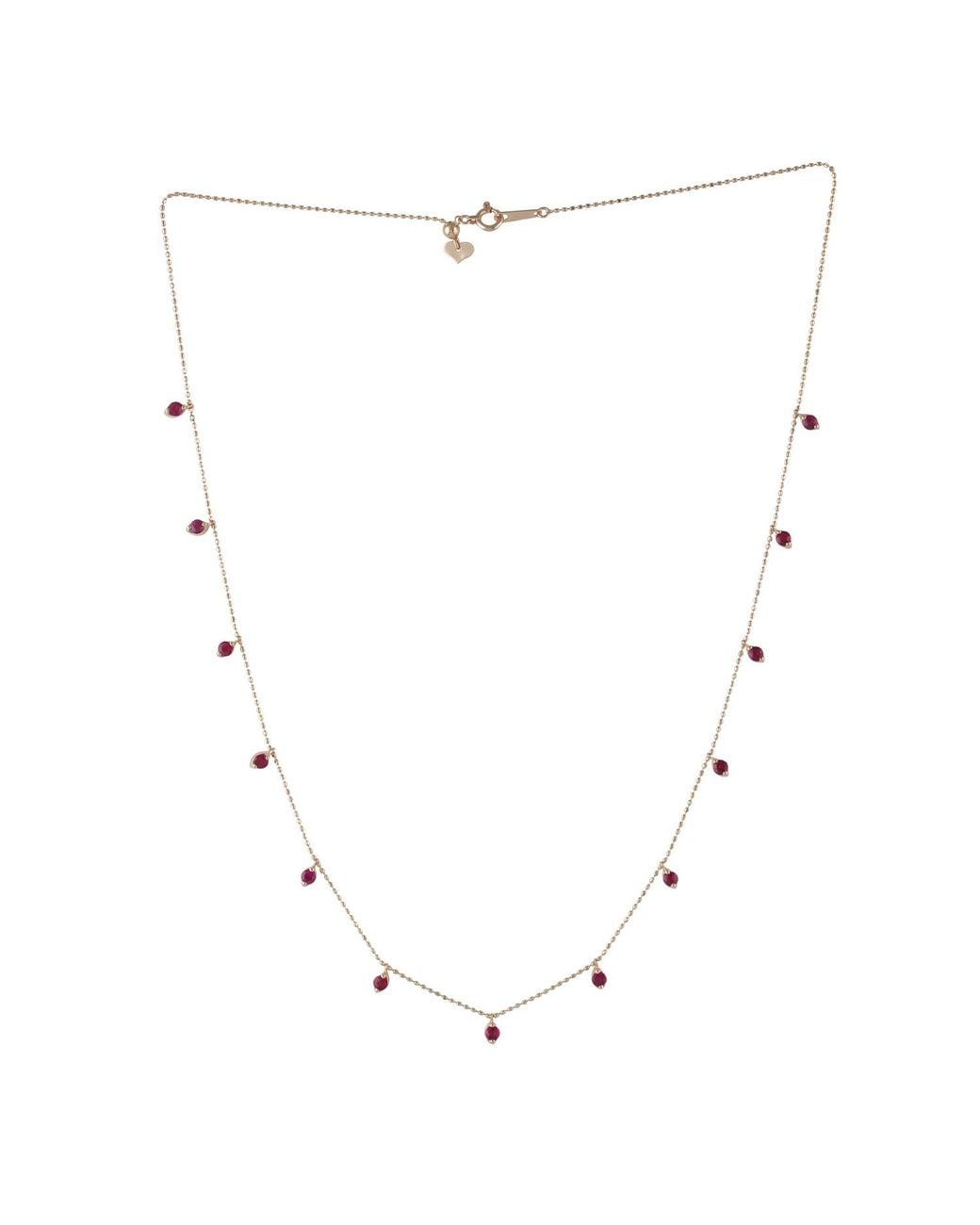 Artisan White 18K Ruby Gemstone Station Necklace
