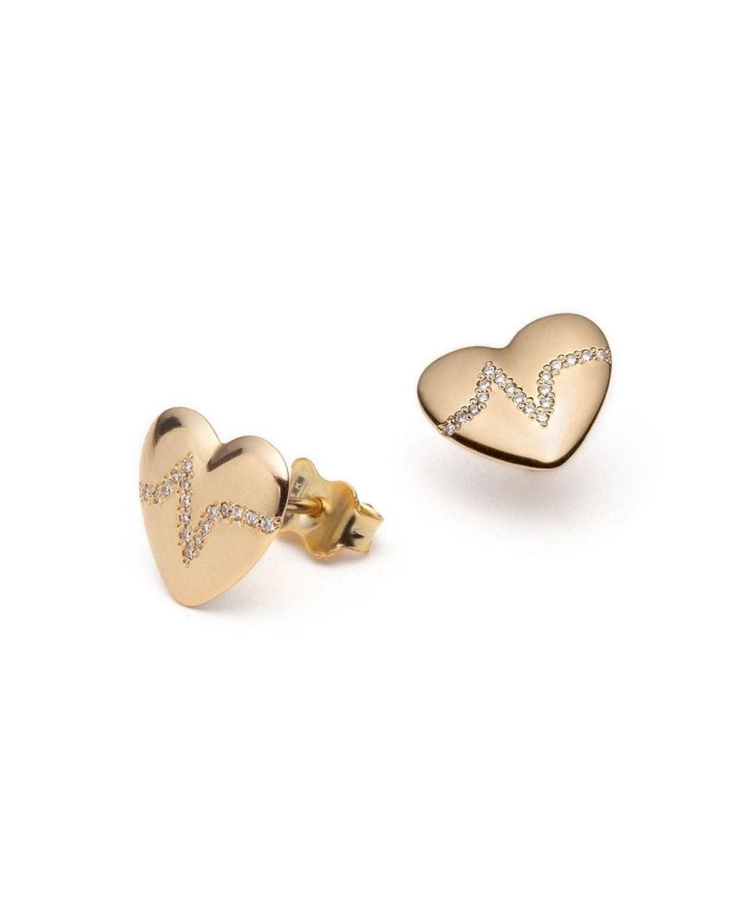With Love Darling Metallic Heartbeat Studs Big