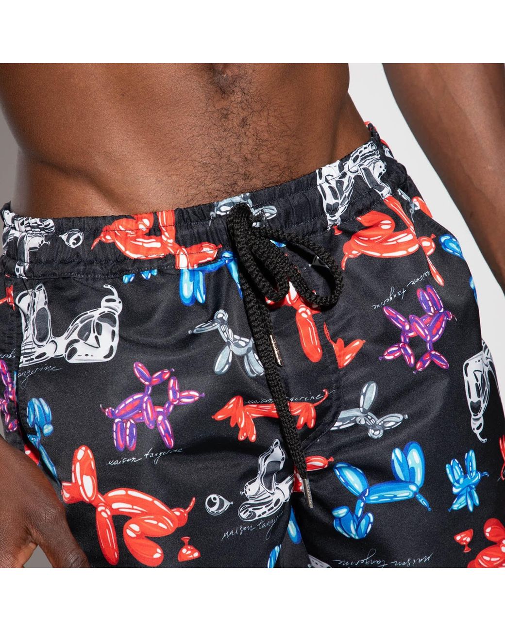 Maison Tangerine Blue Crazy Dogs Swim Shorts for men