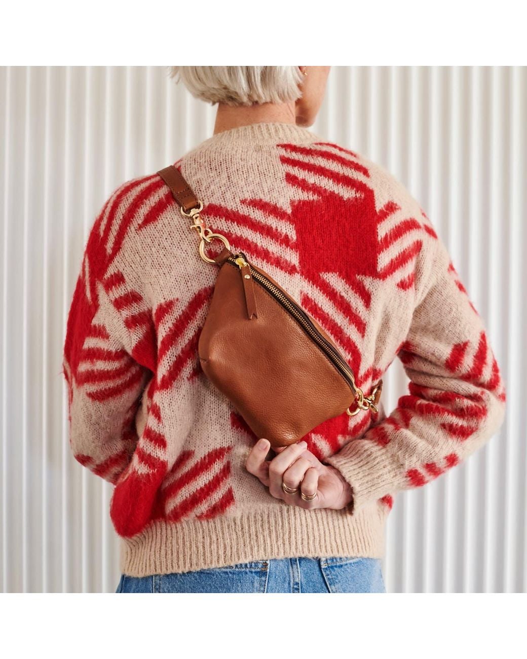 VIDA VIDA Brown Luxury Leather Sling Bum Bag Tan