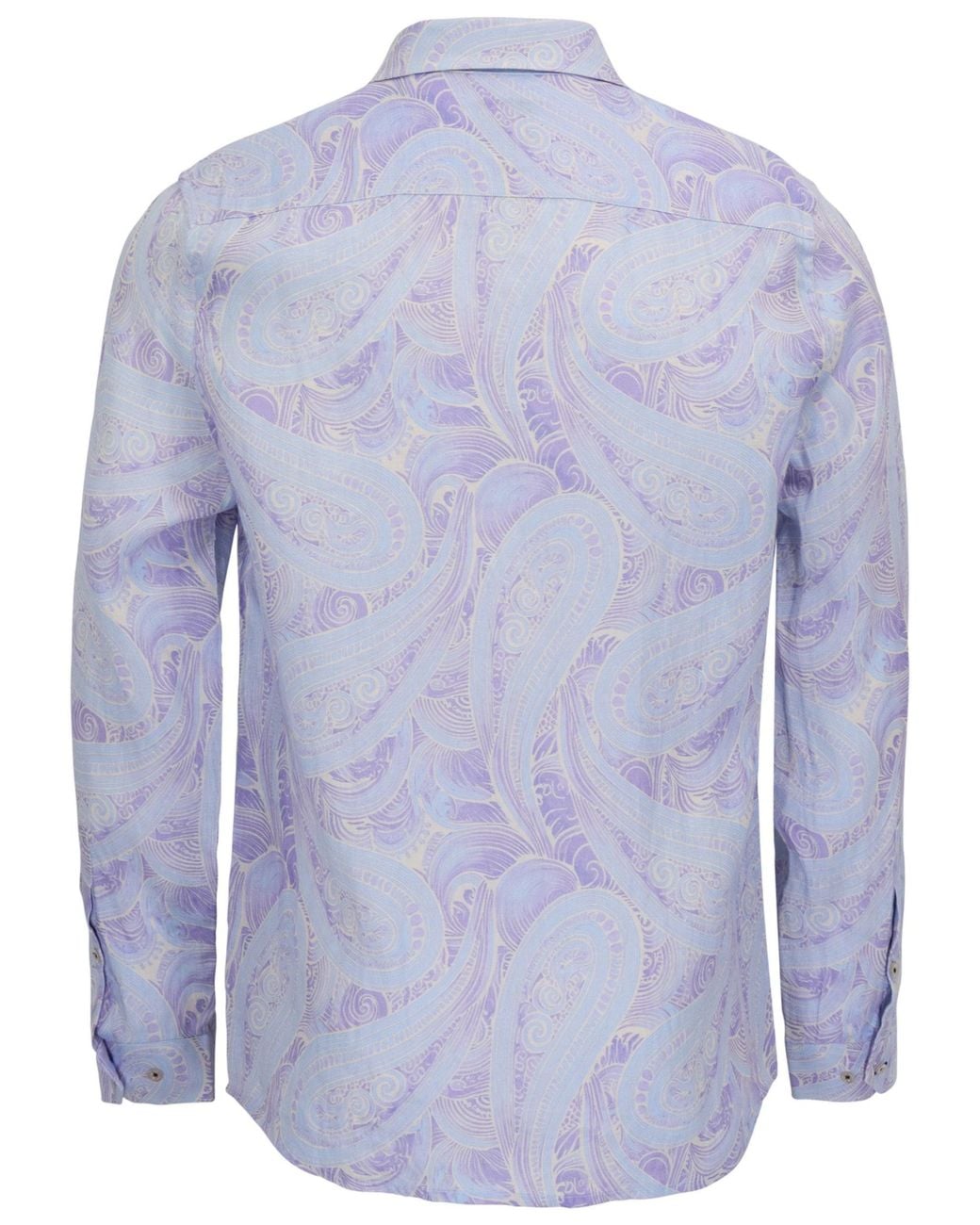 Lords of Harlech Blue Laurent Marakesh Paisley Helio Linen Printed Shirt for men