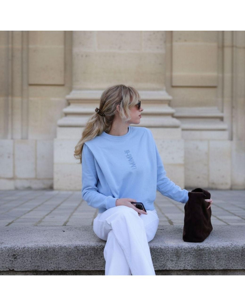 Mimhi Maison Blue Shoulder Pad Cotton Sweatshirt – Baby