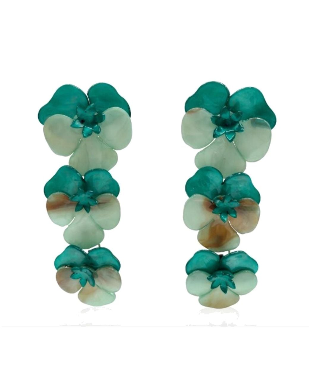 Michael Nash Jewelry Green Meadow Triple Floral Drop Earrings