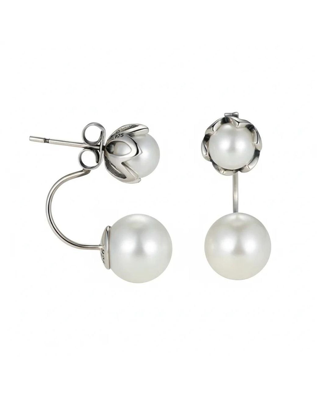 Angel Barocco Metallic Double Side Pearl Earrings