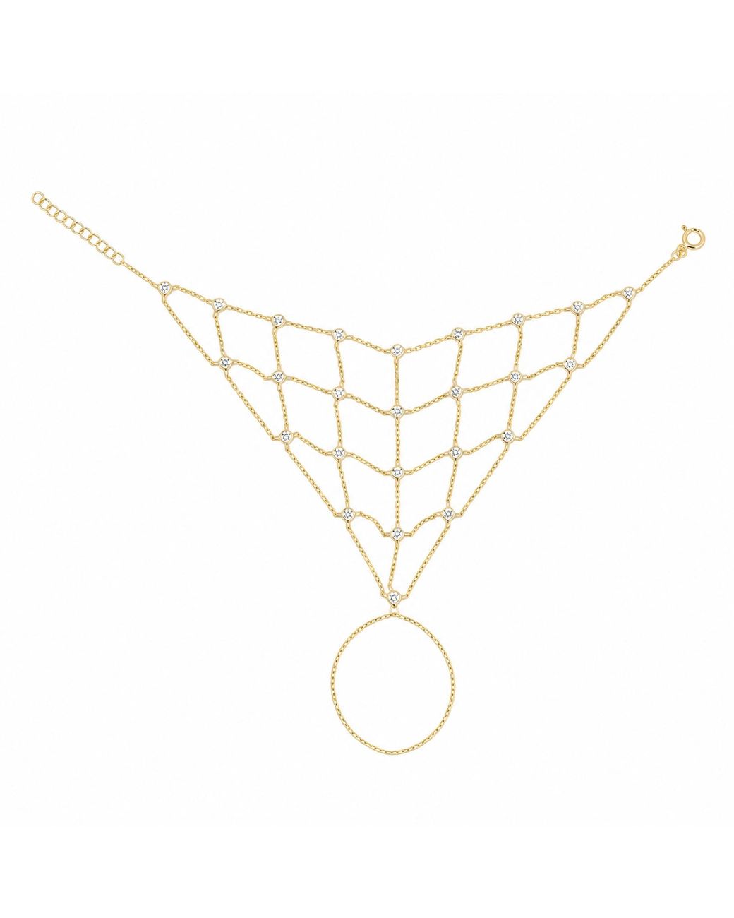 Spero London Metallic Sterling Mesh Hand Harness Bracelet