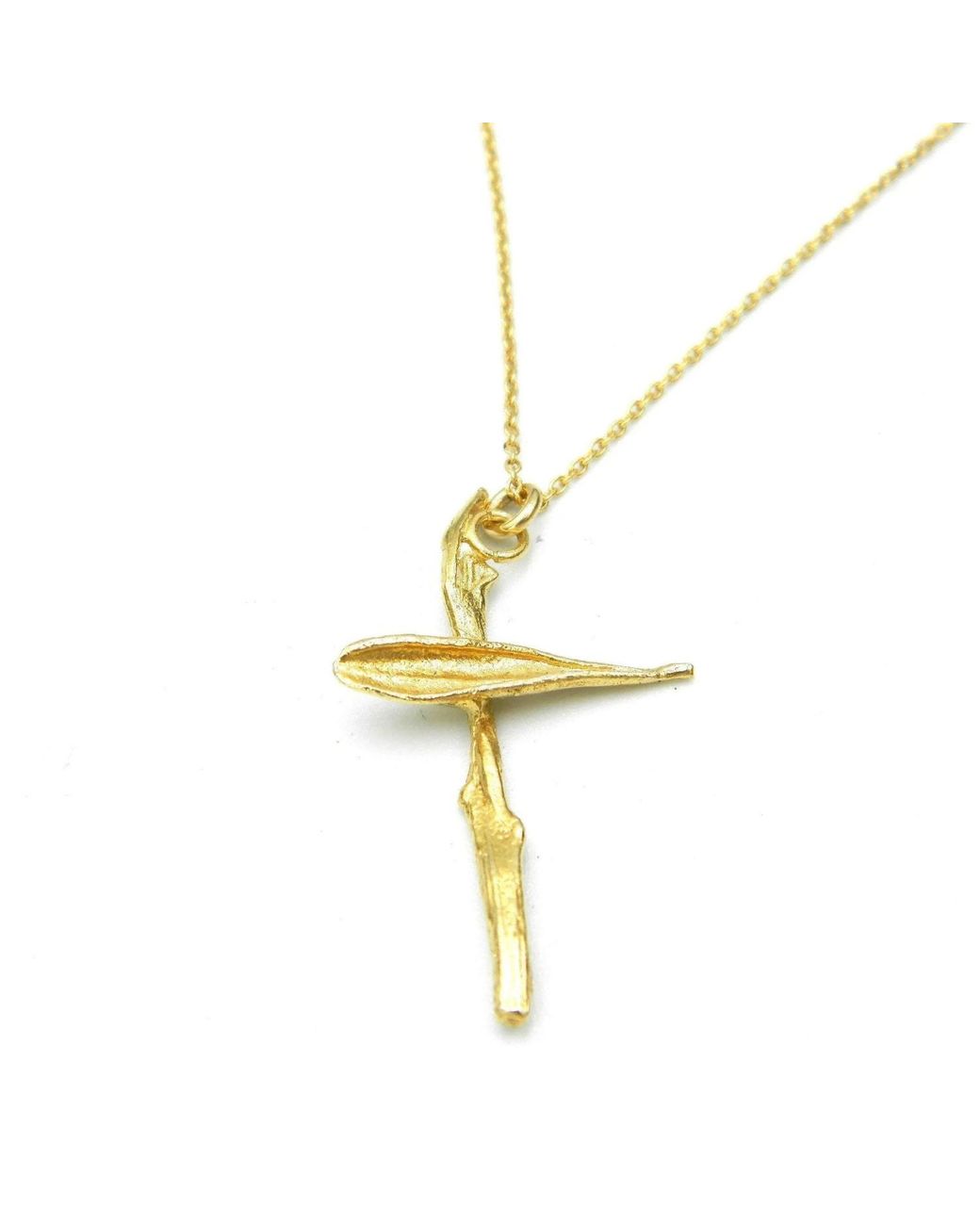 Mother Nature Jewelry Metallic Cross Necklace, Handmade Leaf Pendant