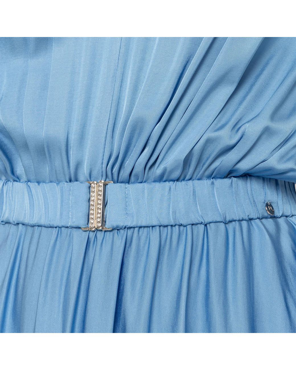 Nissa Blue Belted Viscose Midi Dress Baby