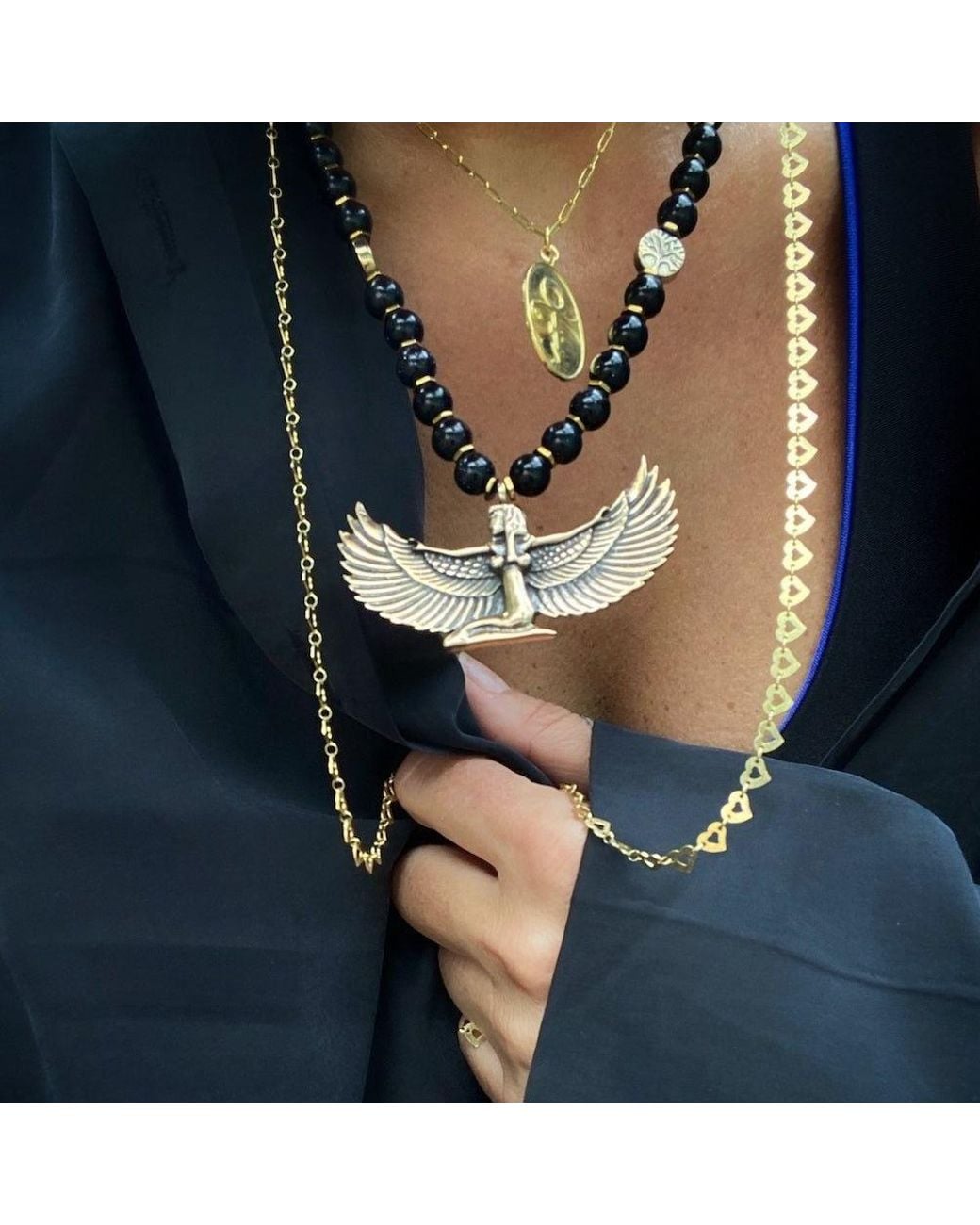 Ebru Jewelry Metallic Egyptian Goddess Isis Necklace