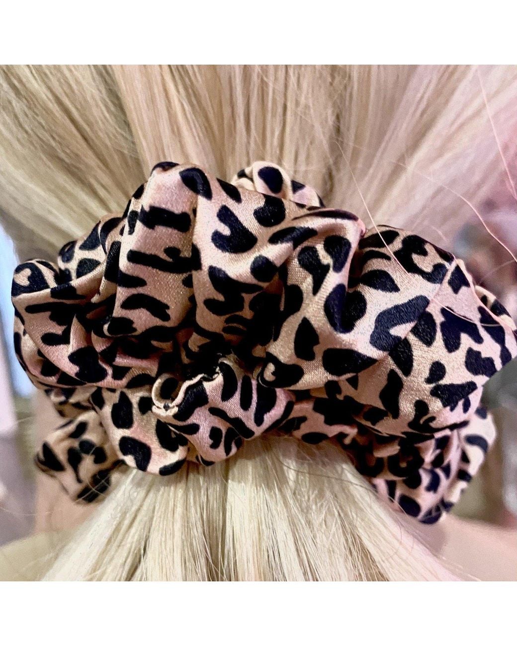 Silk Works Metallic Rose Neutrals Rose Leopard Mixed Large Scrunchie Set