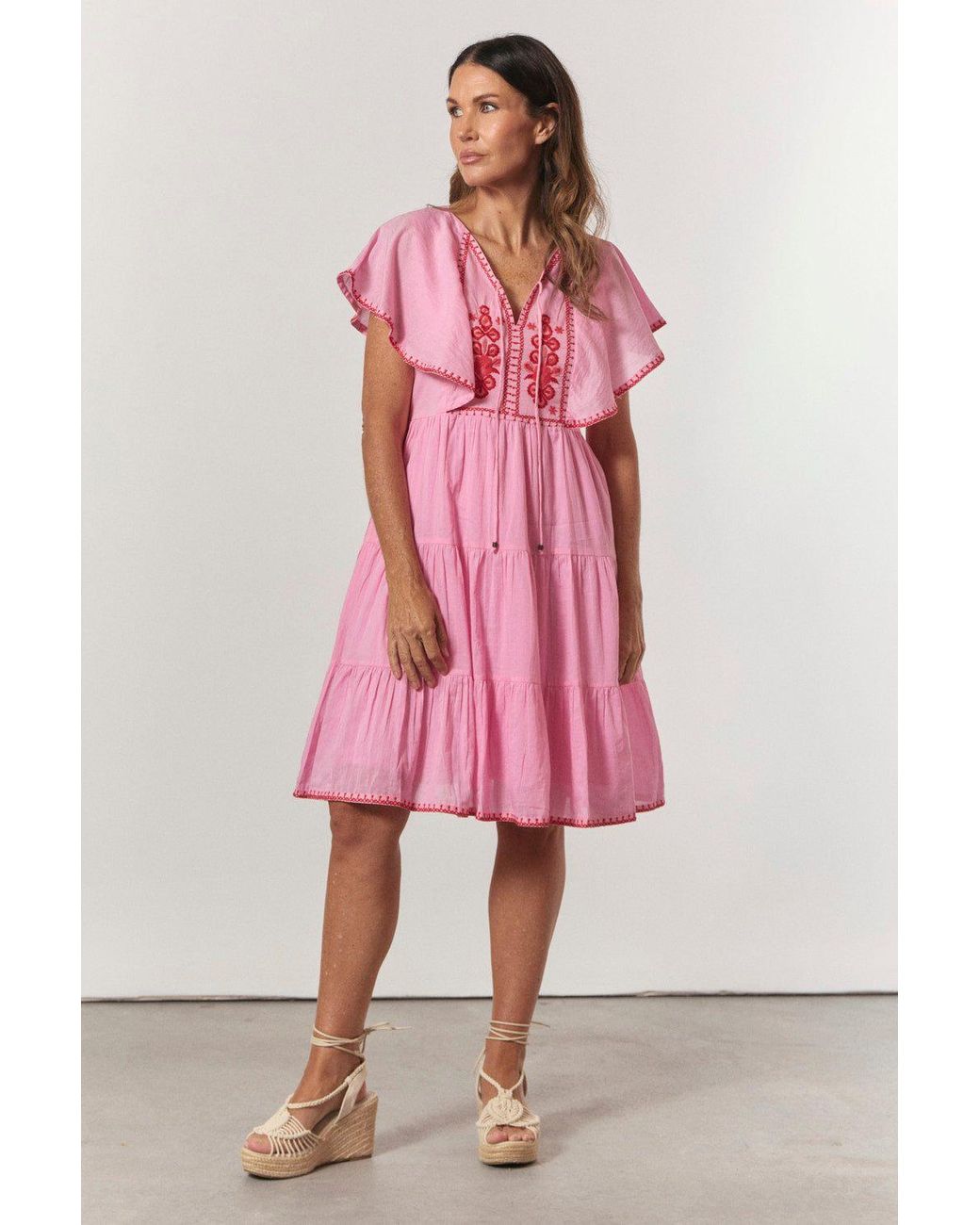 Adrift Clothing Pink Sydney Flutter Short Dress
