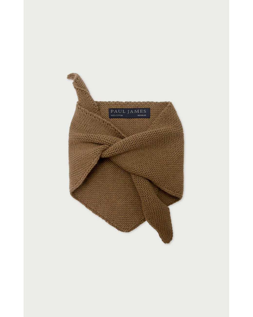 Paul James Knitwear Brown Cotton Garter Knit Fynn Mini Neckerchief