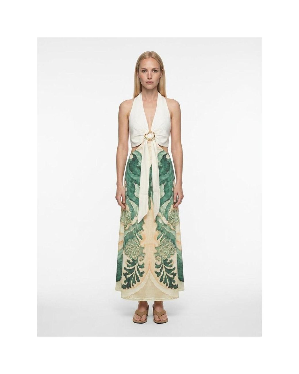 Women & Women Green Neutrals Functional Dress With Elysian Pattern