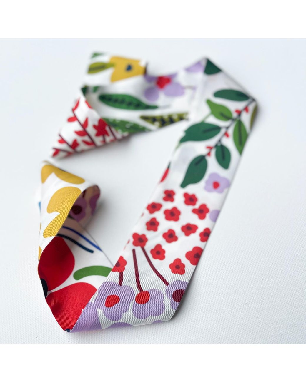 Jessie Zhao New York Red Silk Skinny Scarf Of Bloom
