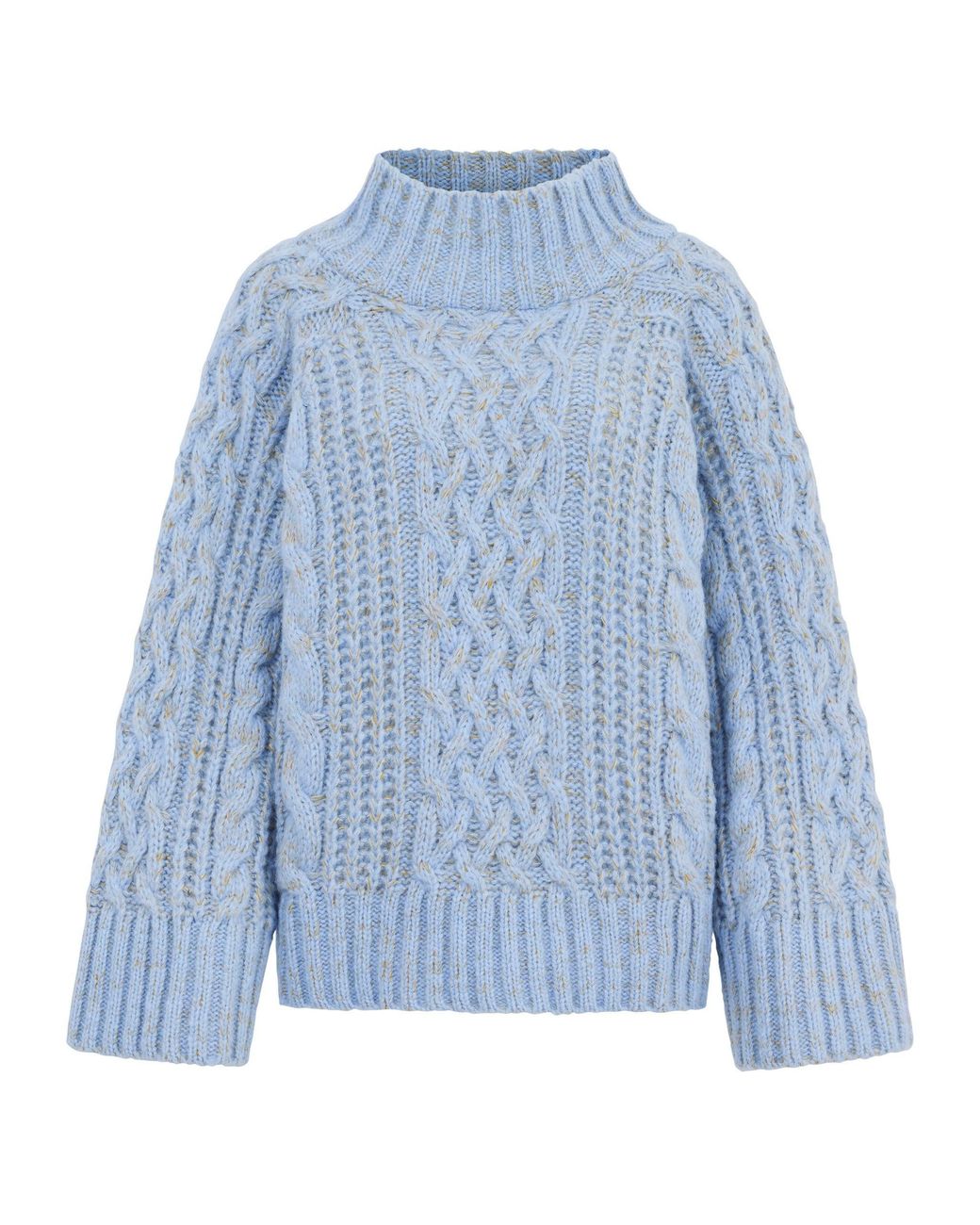 Cara & The Sky Blue Sarah High Neck Cable Wide Sleeve Jumper