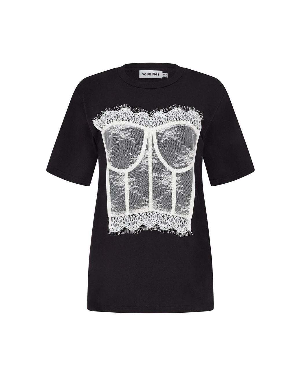 Sour Figs Black Lace Corset Illusion T-Shirt