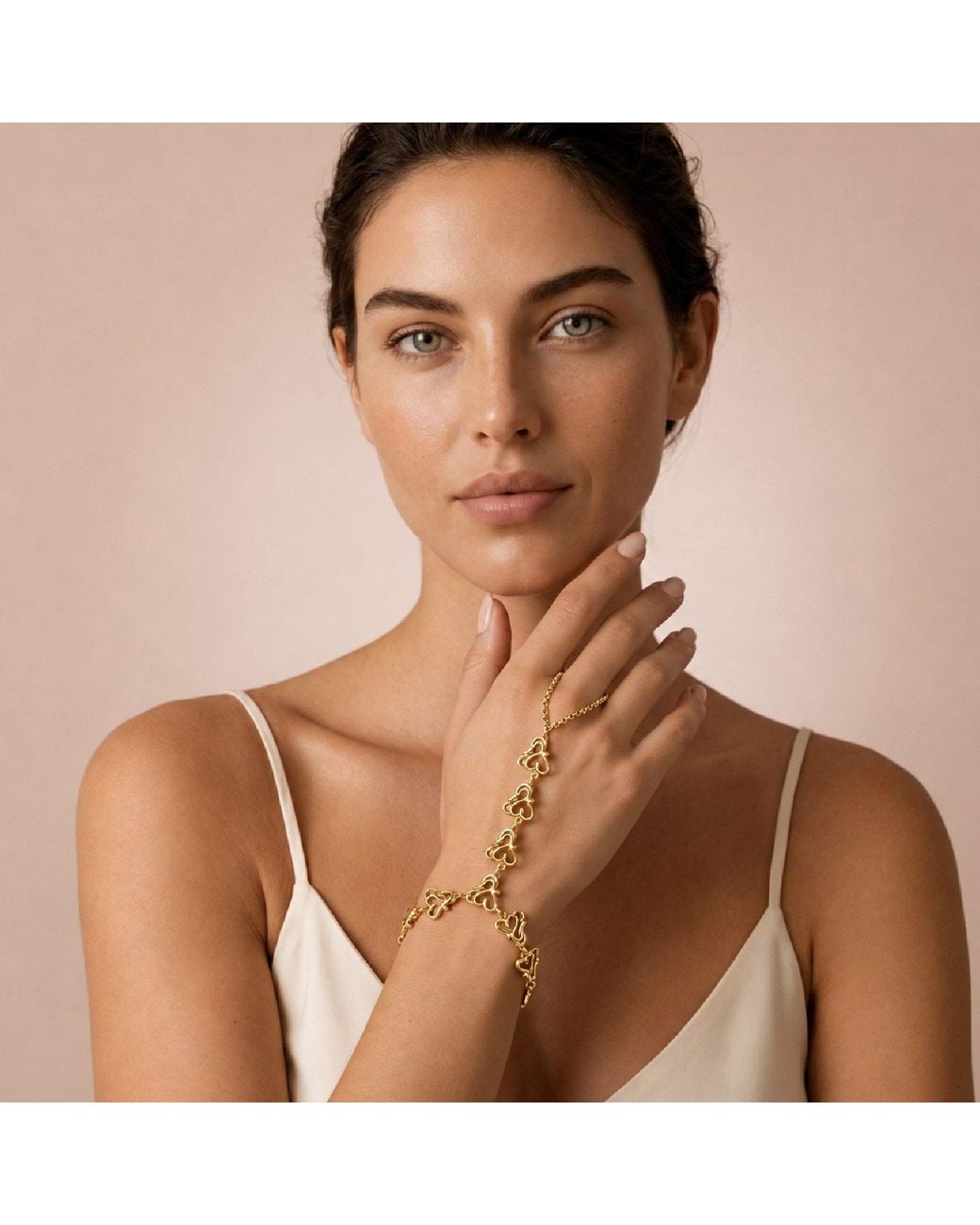 Unaloe Metallic Plated Hand Chain Bracelet – Sculptural Slave Bracelet Jewelry For
