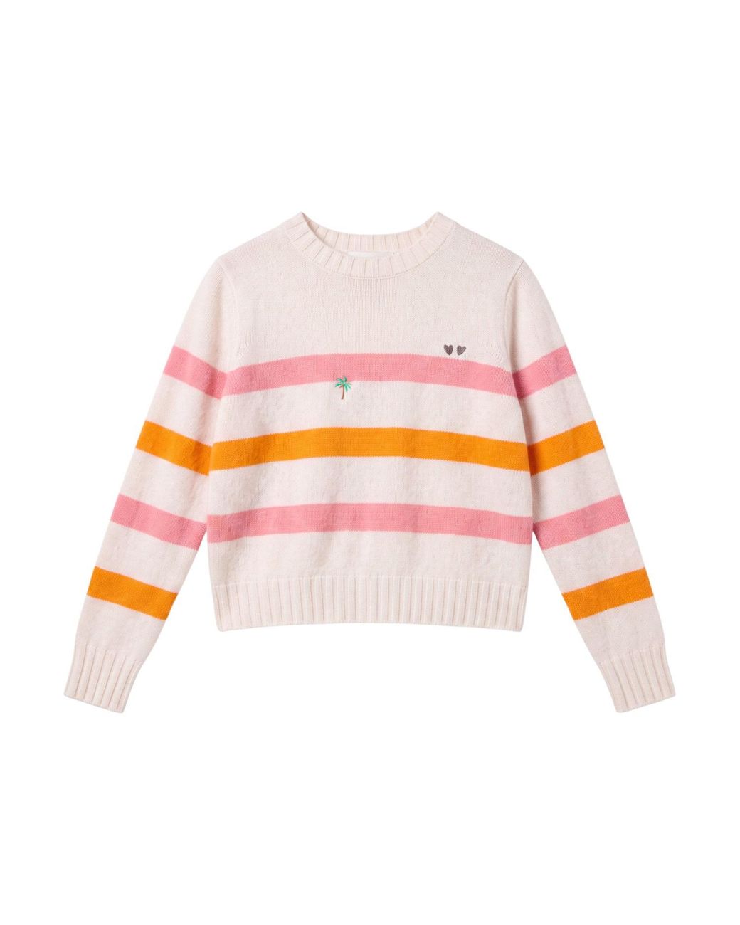 Brodie Cashmere Pink Beach Embroidery Cashmere Crew Neck Jumper