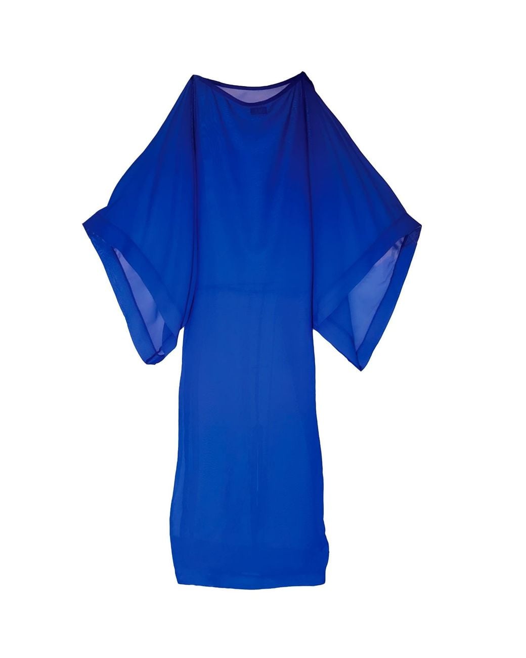 Chuks Collins Blue Chiffon Convertible Batwing Dress