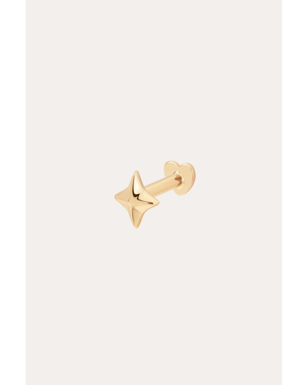 Vanhi Metallic 14K Solid Four Point Star Flat Back Stud