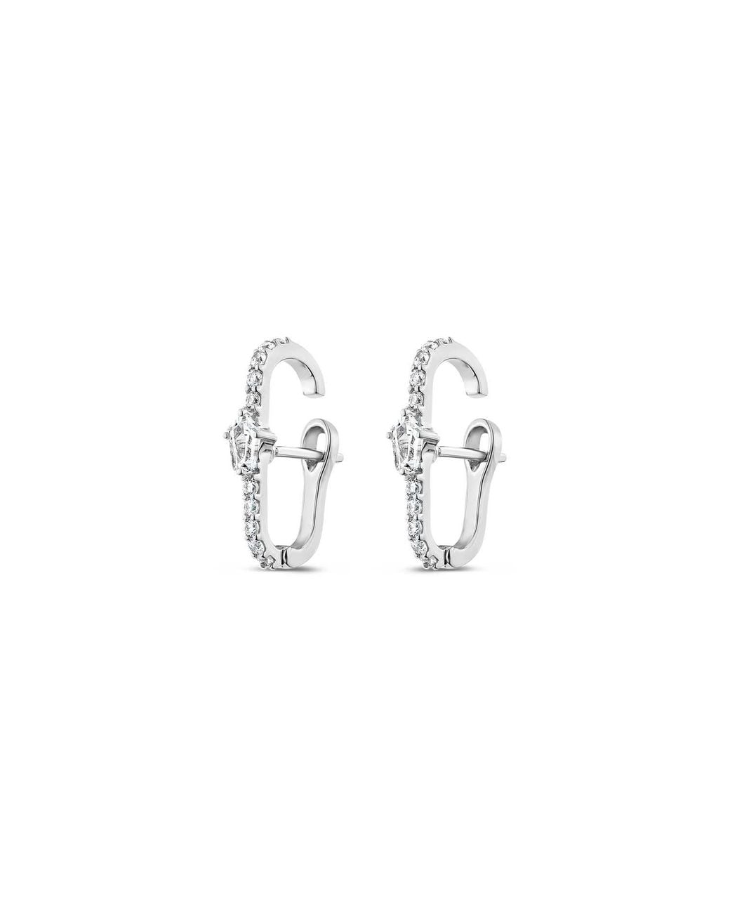 SALLY SKOUFIS White Revolution Huggie Earrings With Made Cz Diamond Stimulant
