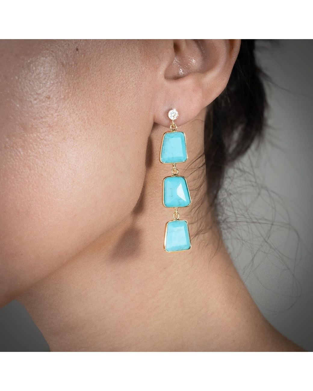 Rare Matters Jewelry Blue Triple Drop Earrings