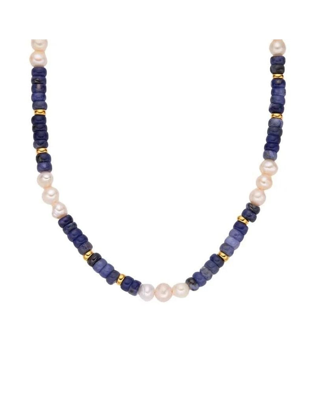 Angel Barocco Blue Natural Pearl & Stone Necklace