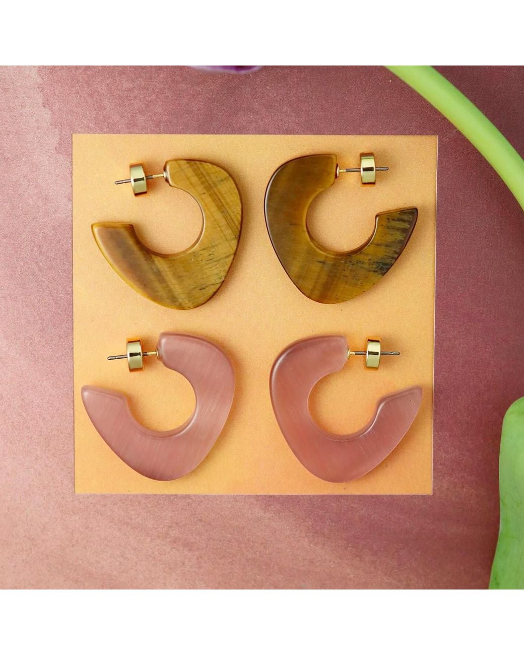 Hye Jane Jewelry Metallic Lina Tigers Eye Hoops