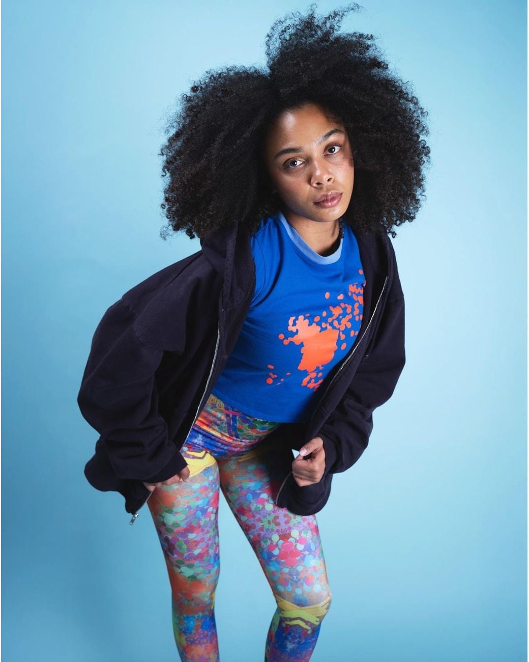 Lilia Munn Blue Cropped Graphic Tee – Organic Cotton