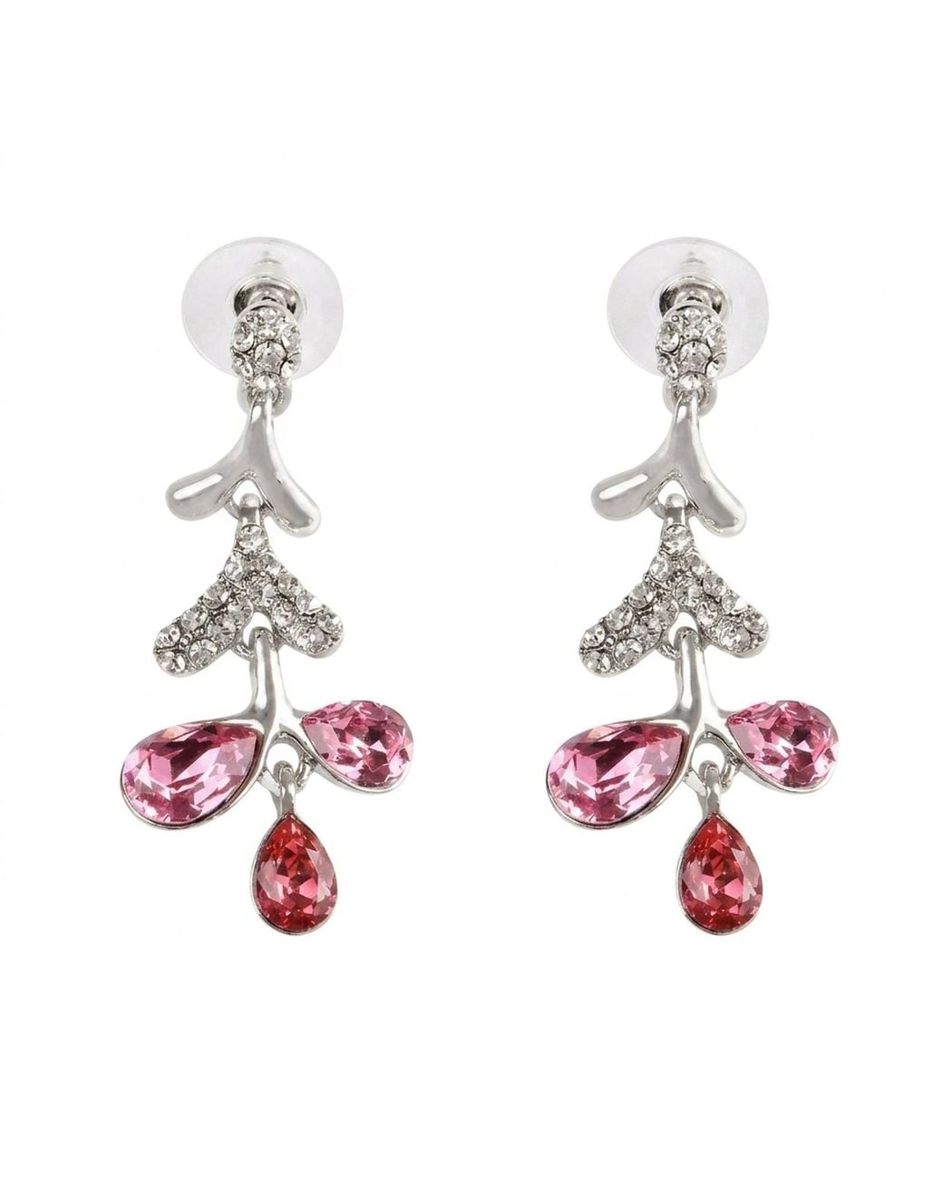 Modenaire White Elegant Drop Earrings With Sparkling Gem Accents