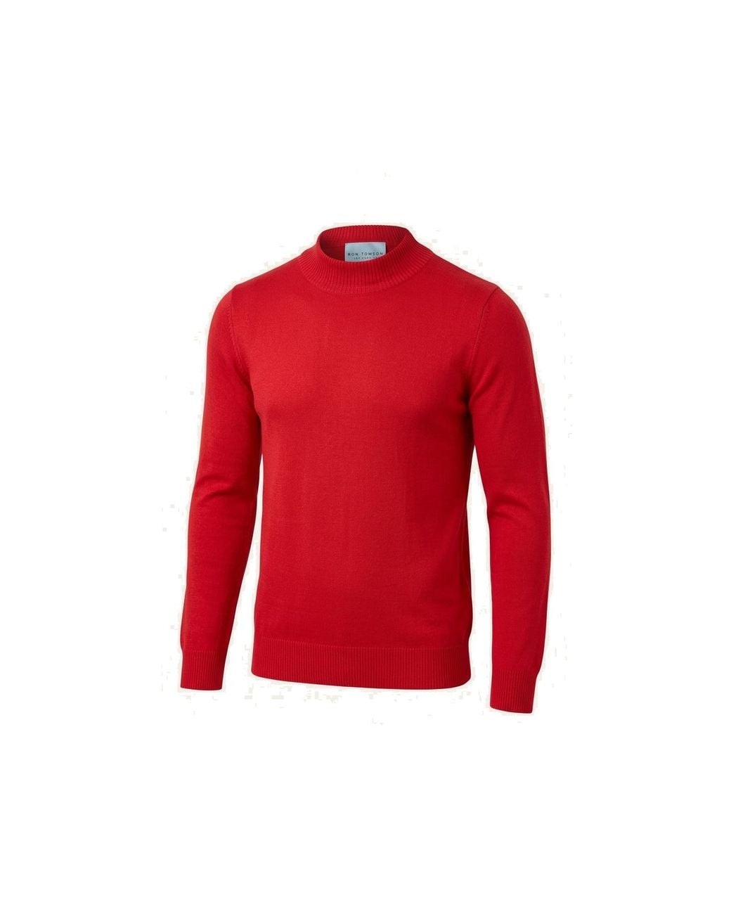 Ron Tomson Red Mock Neck Relaxed Sweater for men