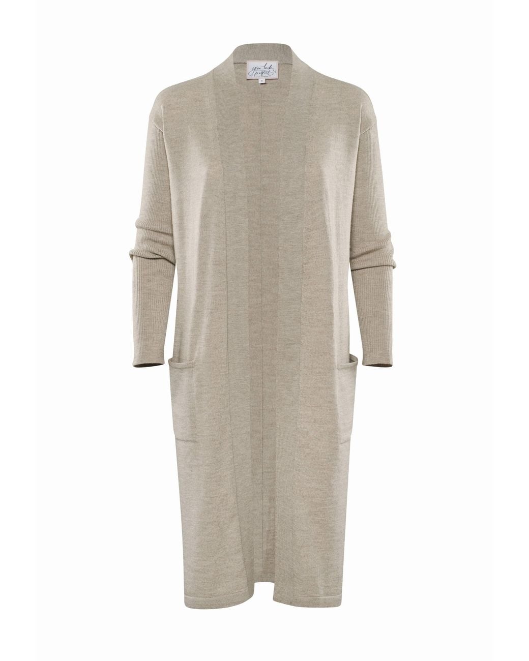 YOU LOOK PERFECT Natural Cardigan Blossom, Long Merino Cardigan With Pockets