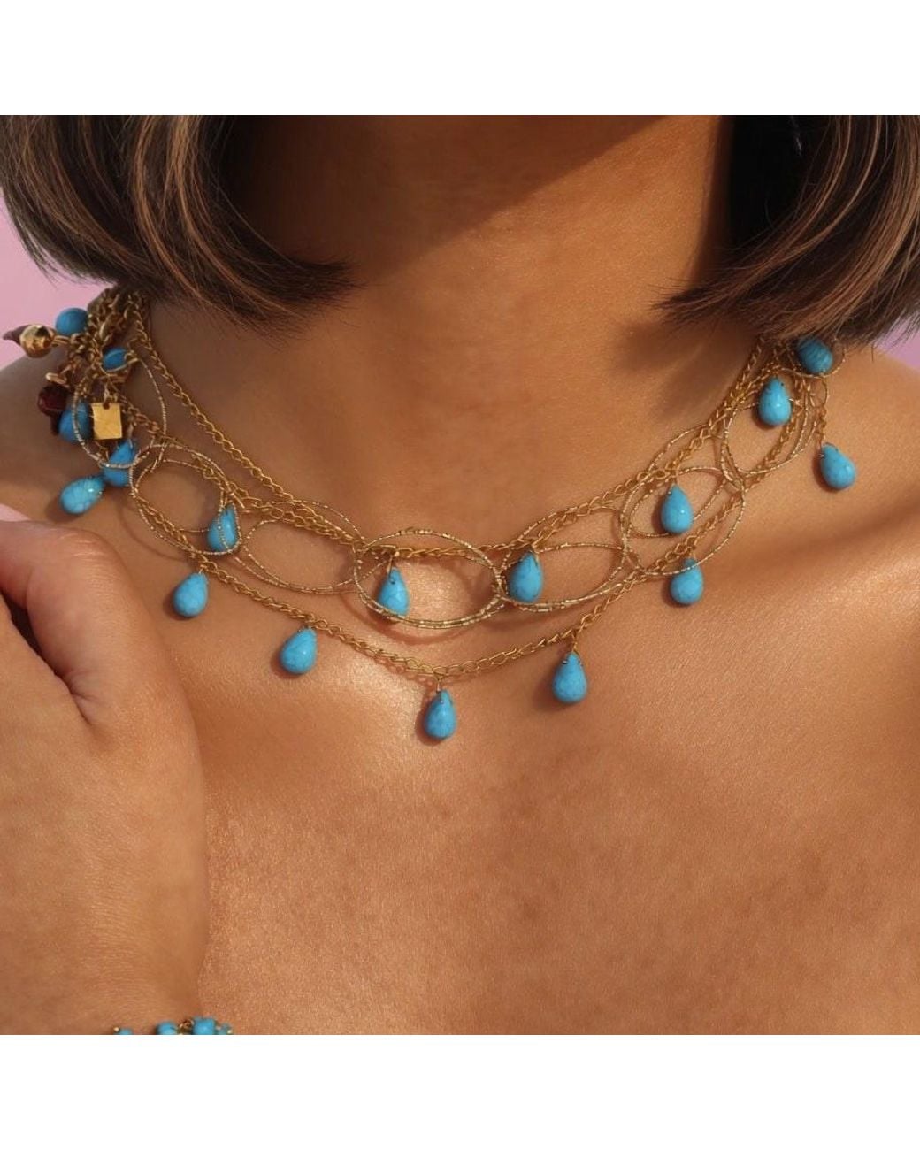 Persia Dona Jewelry Blue Drops Necklace