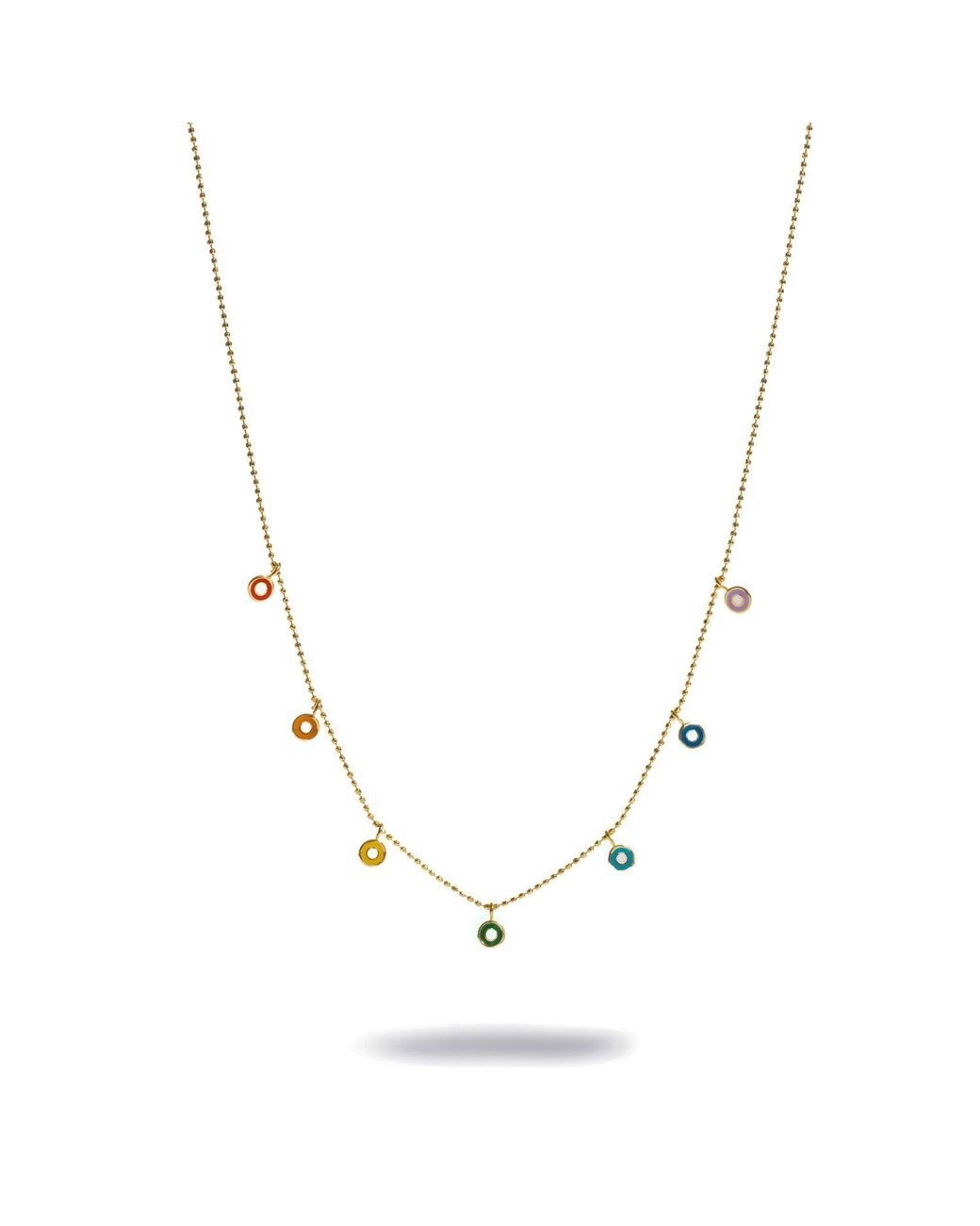 Ebru Jewelry Metallic Enamel Evil Eye Charm Necklace