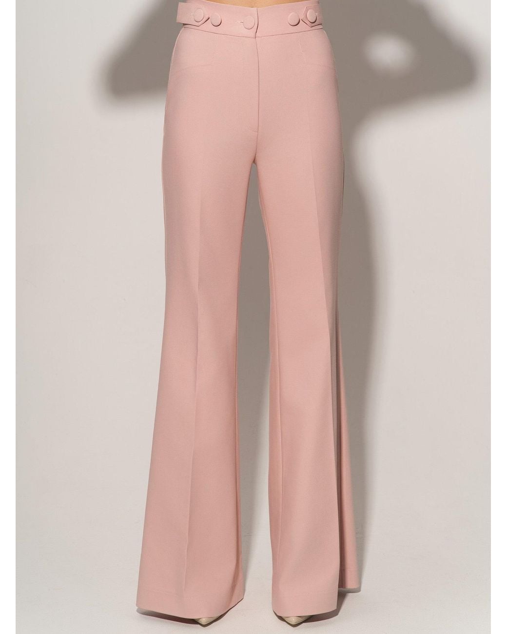 Tia Dorraine Pink Flared Trousers With Adjustable Waist